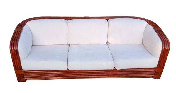 Canapé en bambou et rotin par Maugrion pour Roche Bobois