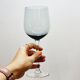 6 Large Wine or Water Balloon Glasses in Petrol Blue Color Blown Glass
