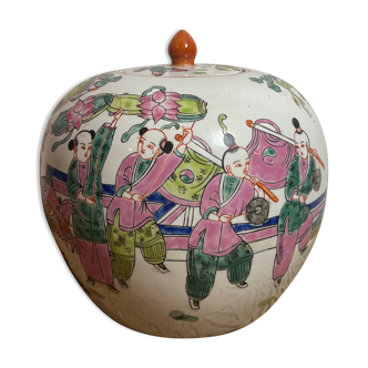 Ancient big ginger pot jar potiche chinese pink family 19th Qing dynasty
