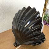 Vintage ceramic shell lamp with opaline globe