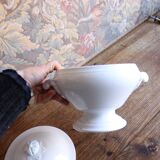 Antique white soup tureen in ironstone – Sarreguemines