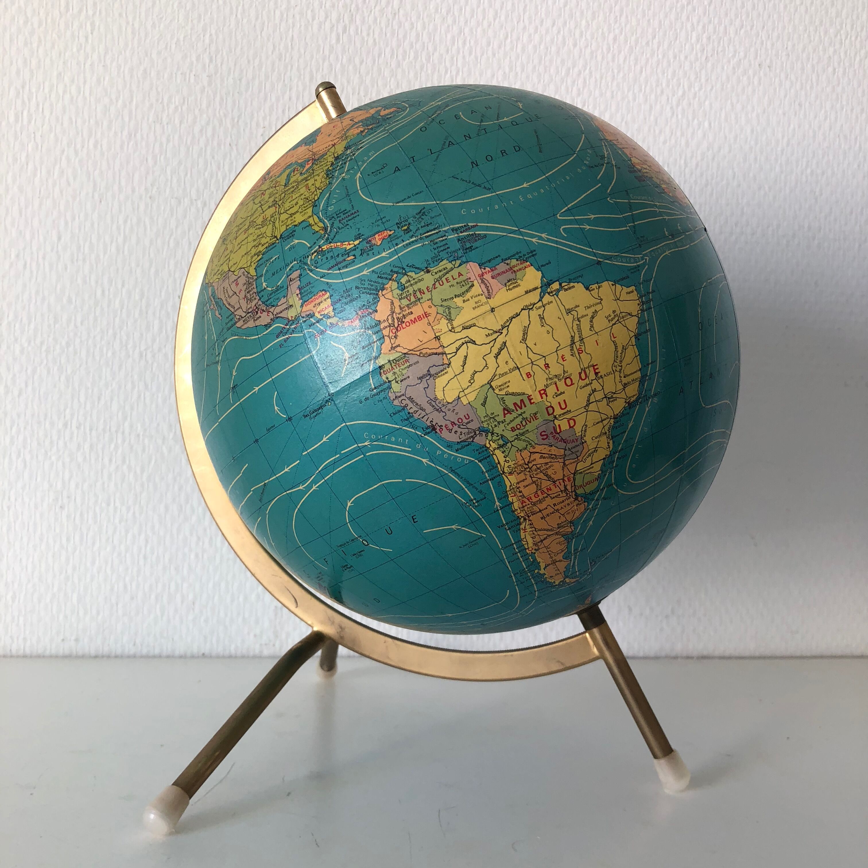 Globe taride tripod 27cm vintage 1978