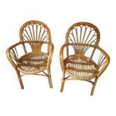 Pair of rattan armchairs