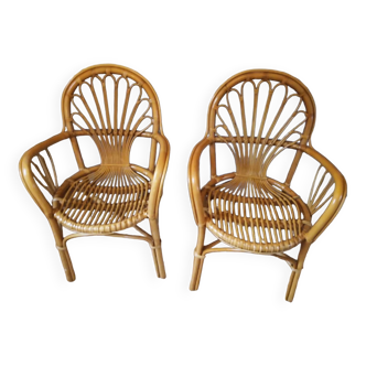 Pair of rattan armchairs