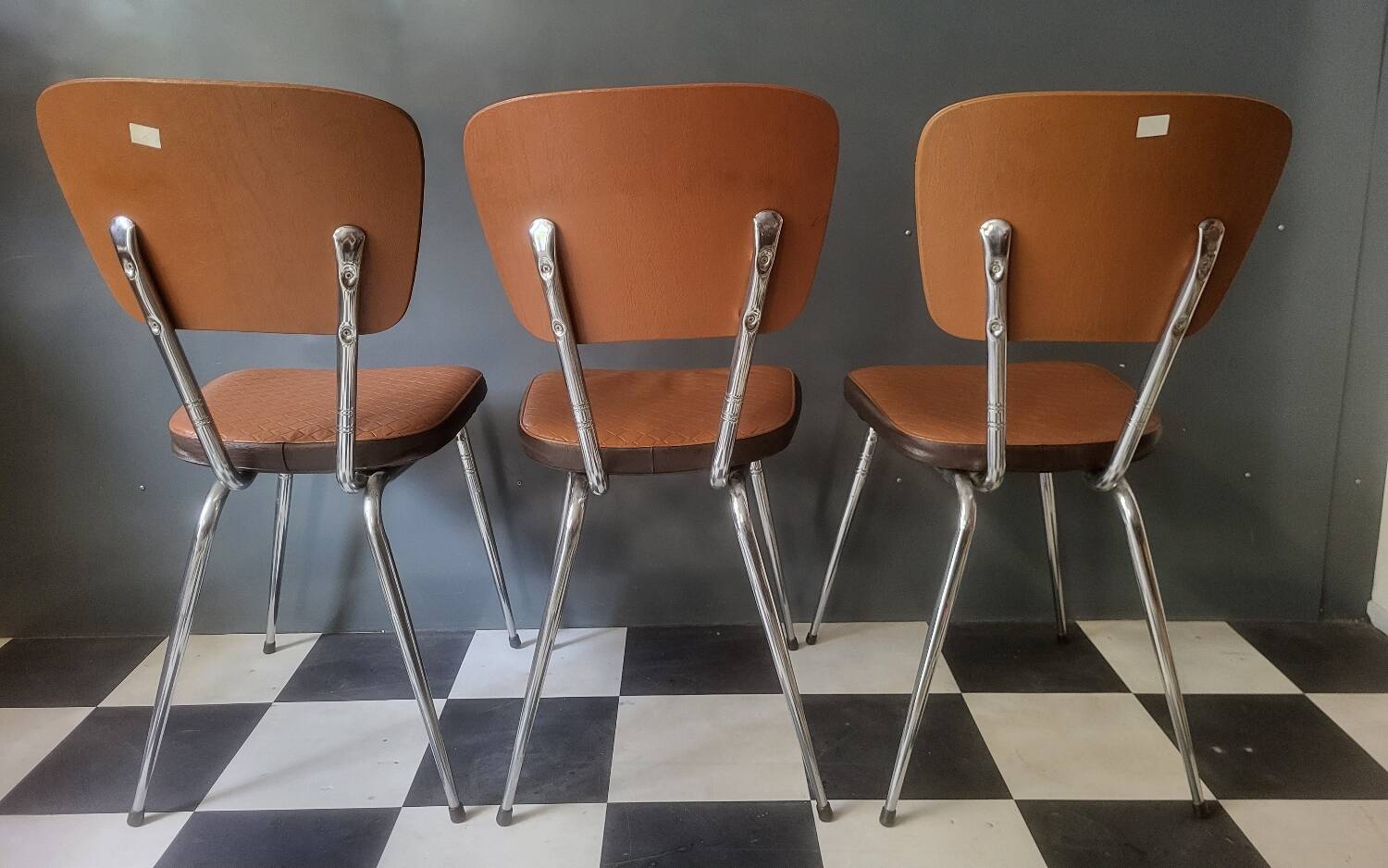 Bistro kitchen chairs in faux leather LOIRE SIEGES Vintage