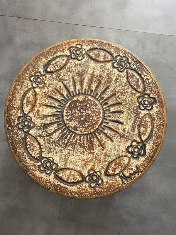 Table basse en Céramique style Capron - signée François Chaty 1960's