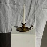 Antique gold hand candlestick with a handle fixed by 3 rivets H8 D13