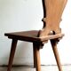 Series of 4 Brutalist chairs in solid oak - Savoyard Popular Art - Vintage from the 60s