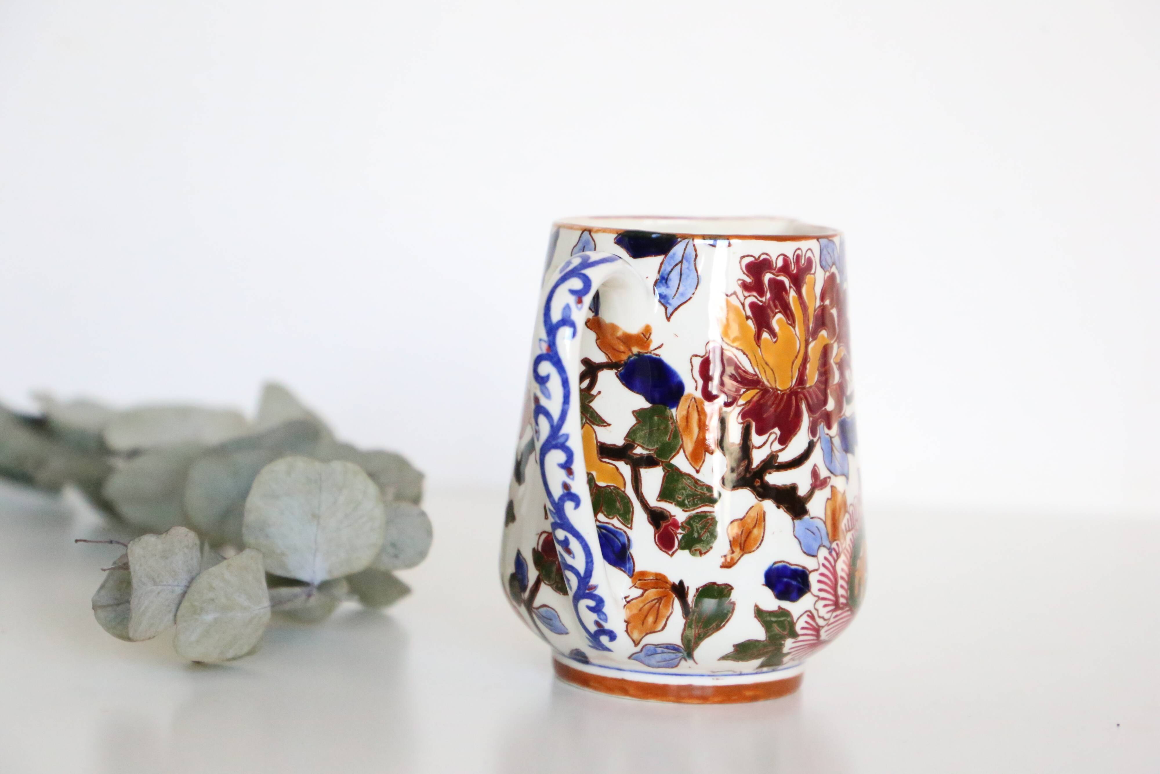 Jug, Broc, ceramic Gien peony pattern, vintage