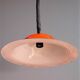 Vintage orange enameled metal pendant light – space age design – 1970s