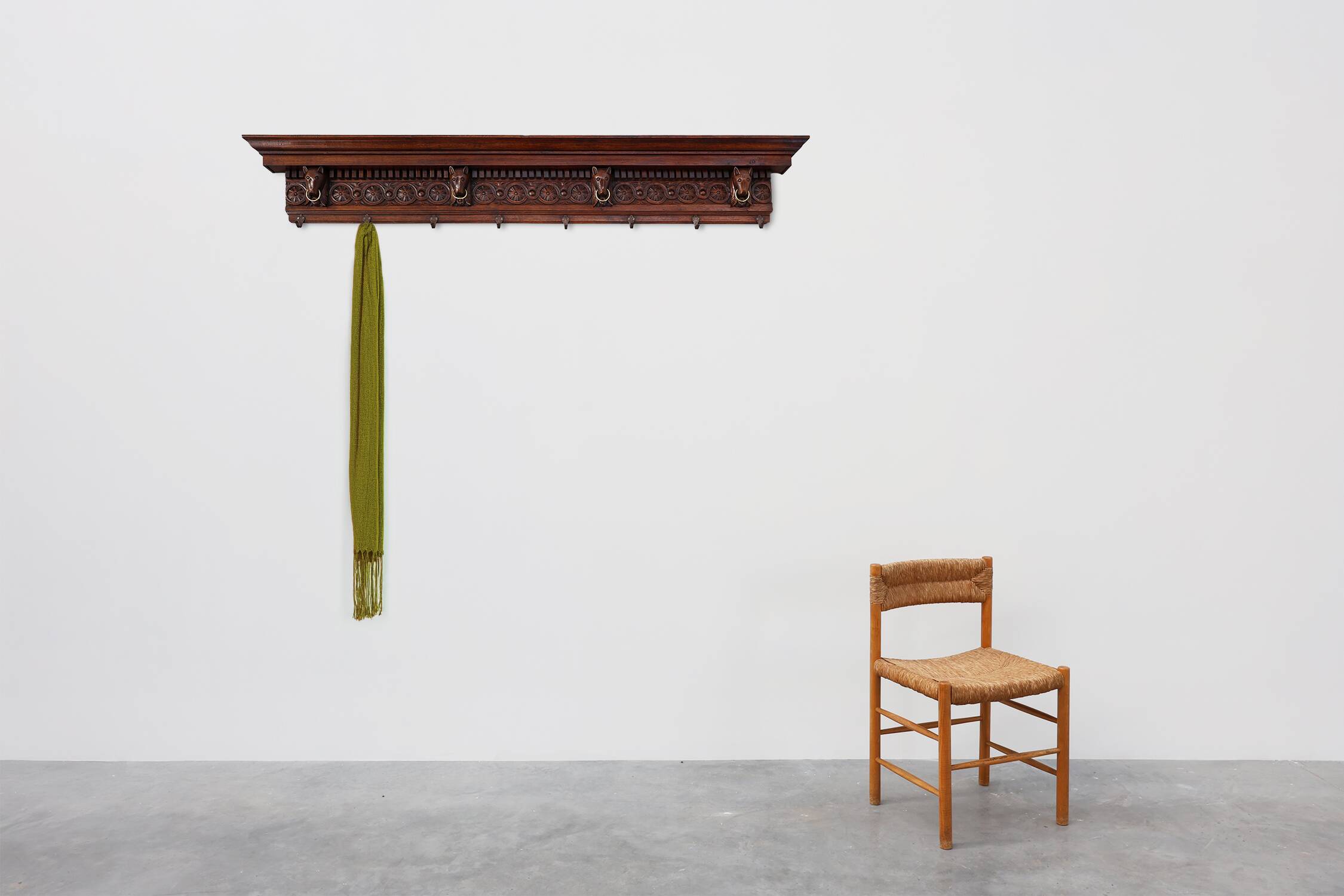 Large 18th Century Gothic solid oak hand carved coat rack, France