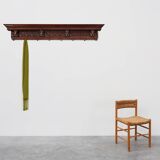 Large 18th Century Gothic solid oak hand carved coat rack, France