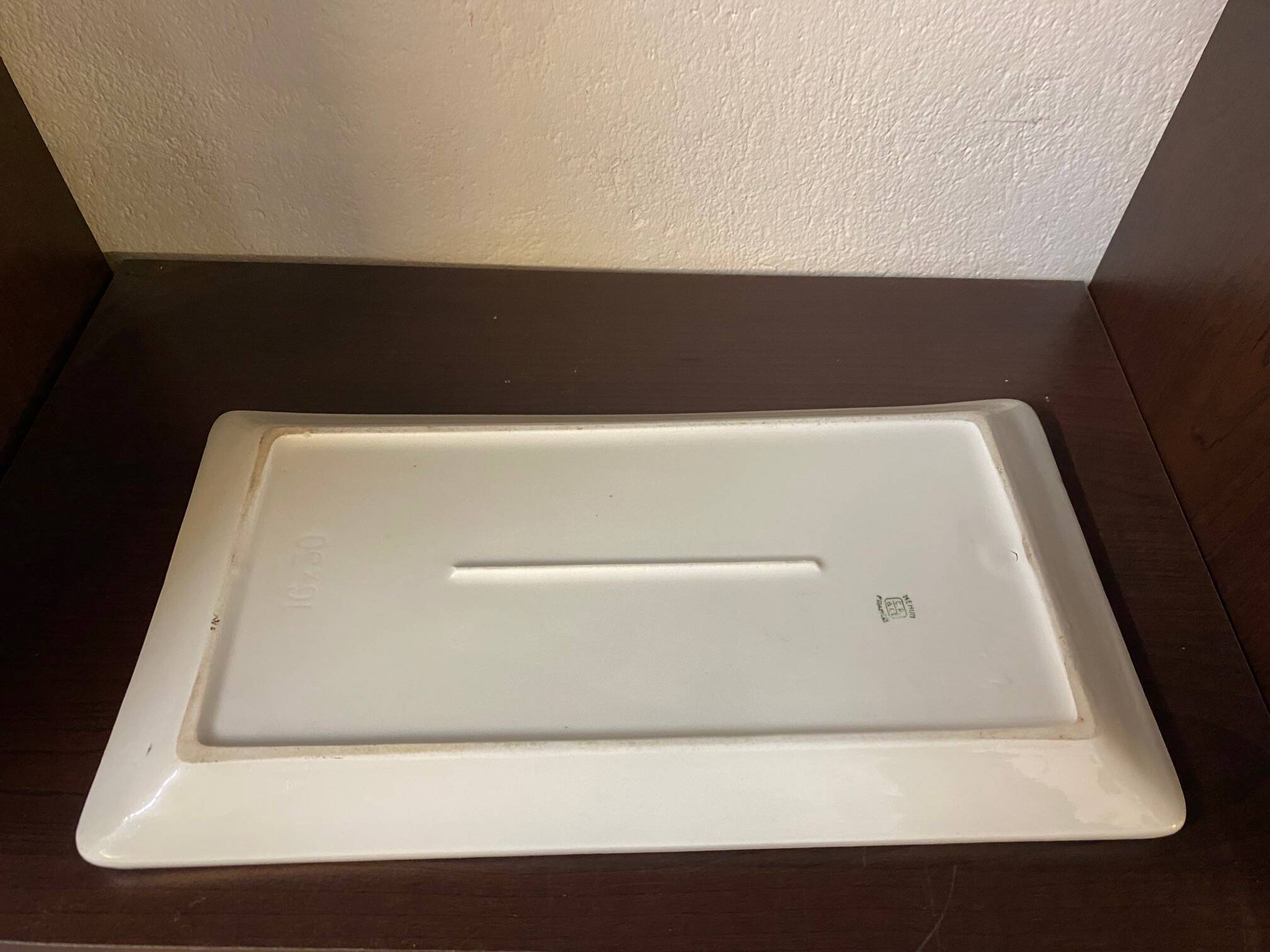 Mehun france earthenware cake dish with empire style floral frieze