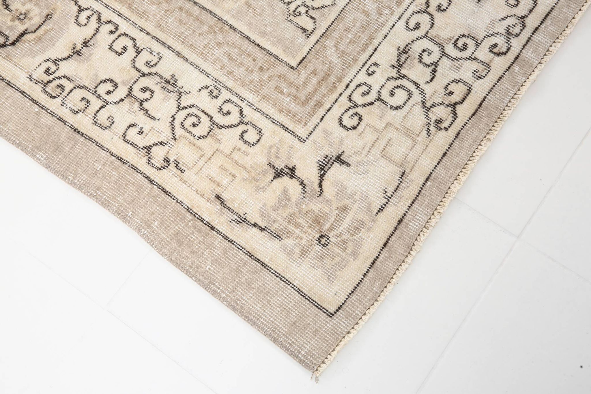 Grand Tapis Oriental Vintage Beige, Tapis Chinois Ancien, 260x342 Cm