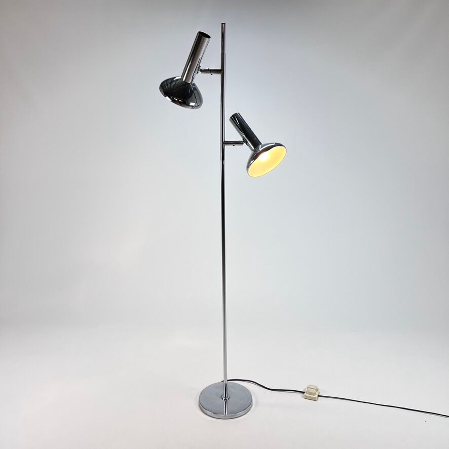 Chrome floorlamp with 2 Spots by Sölken Leuchten, 1960s