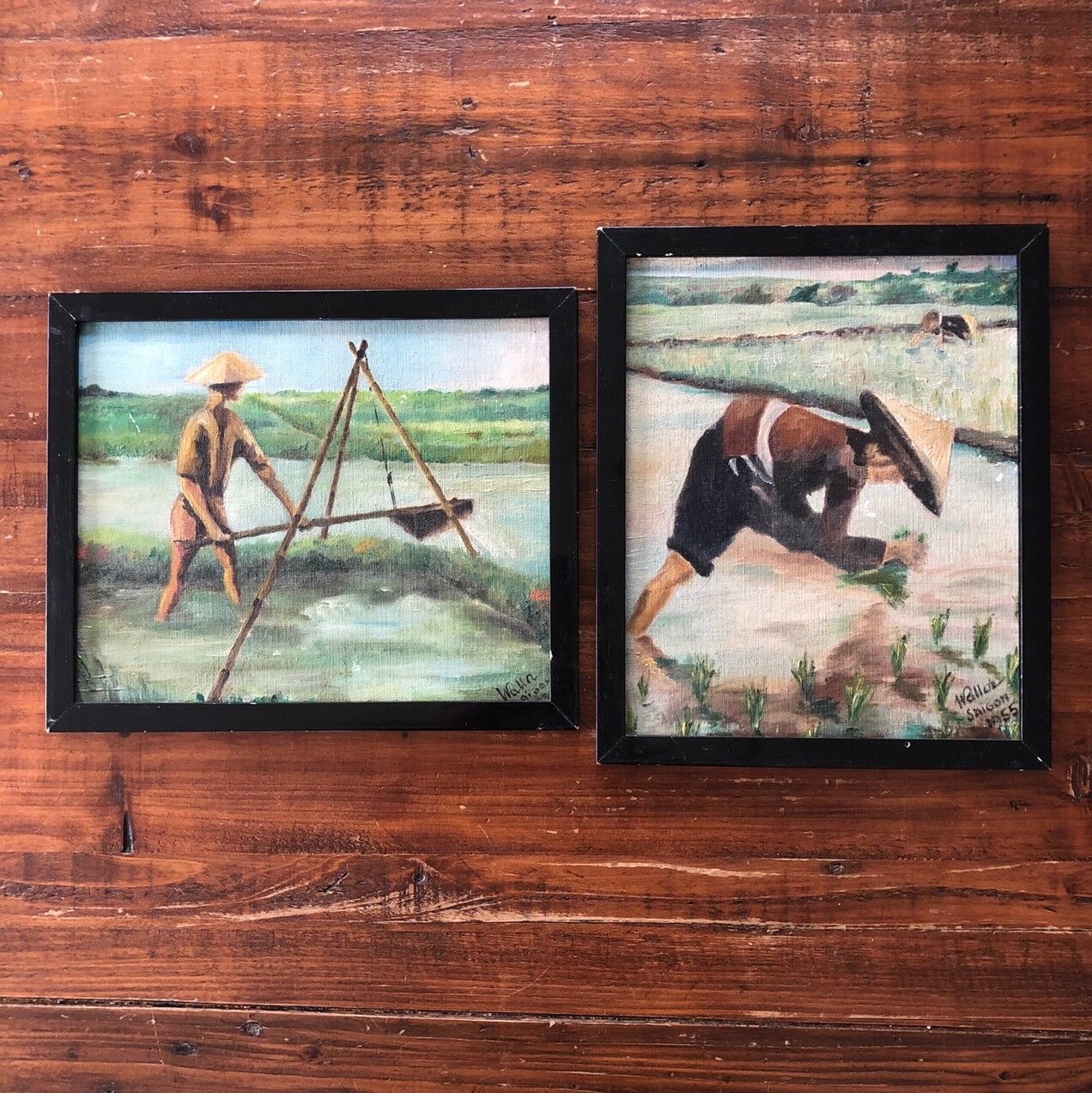 Wood painting duo, Vietnam, 1955