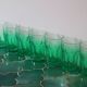 7 large vintage green water glasses