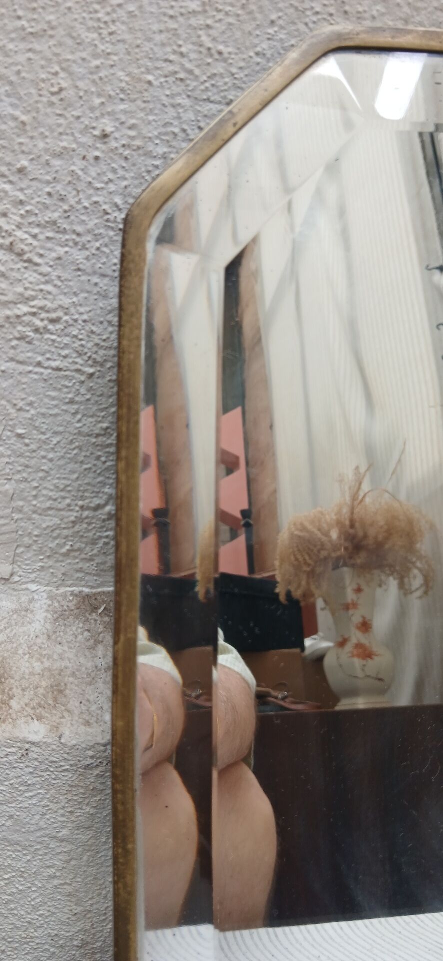 Bevelled mirror with brass frame Art Deco