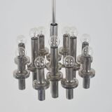 Modernist chandelier in chrome attributed to Gaetano Sciolari, 1970s