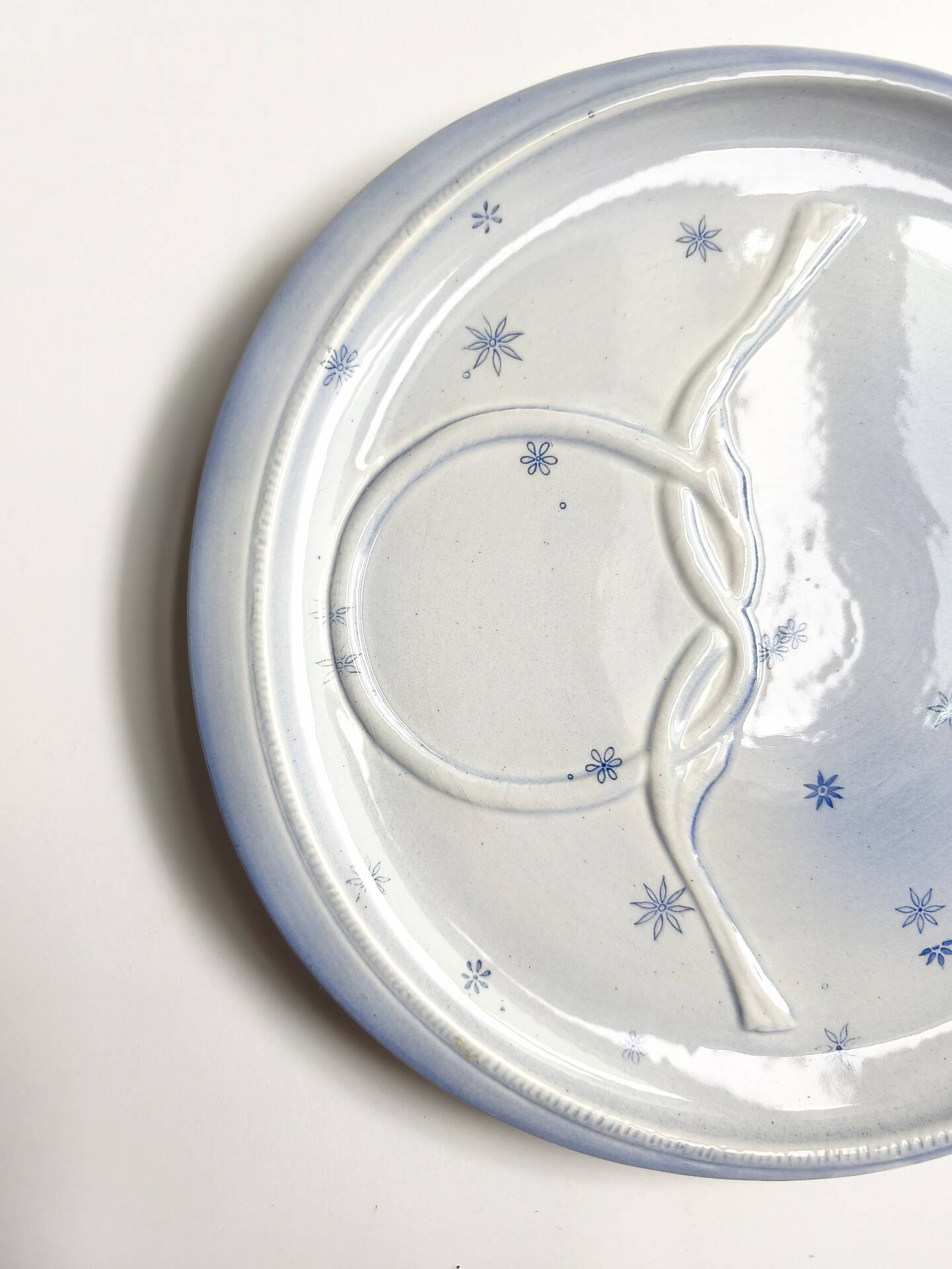 Vintage plate Gien France model Pierrot blue star decoration