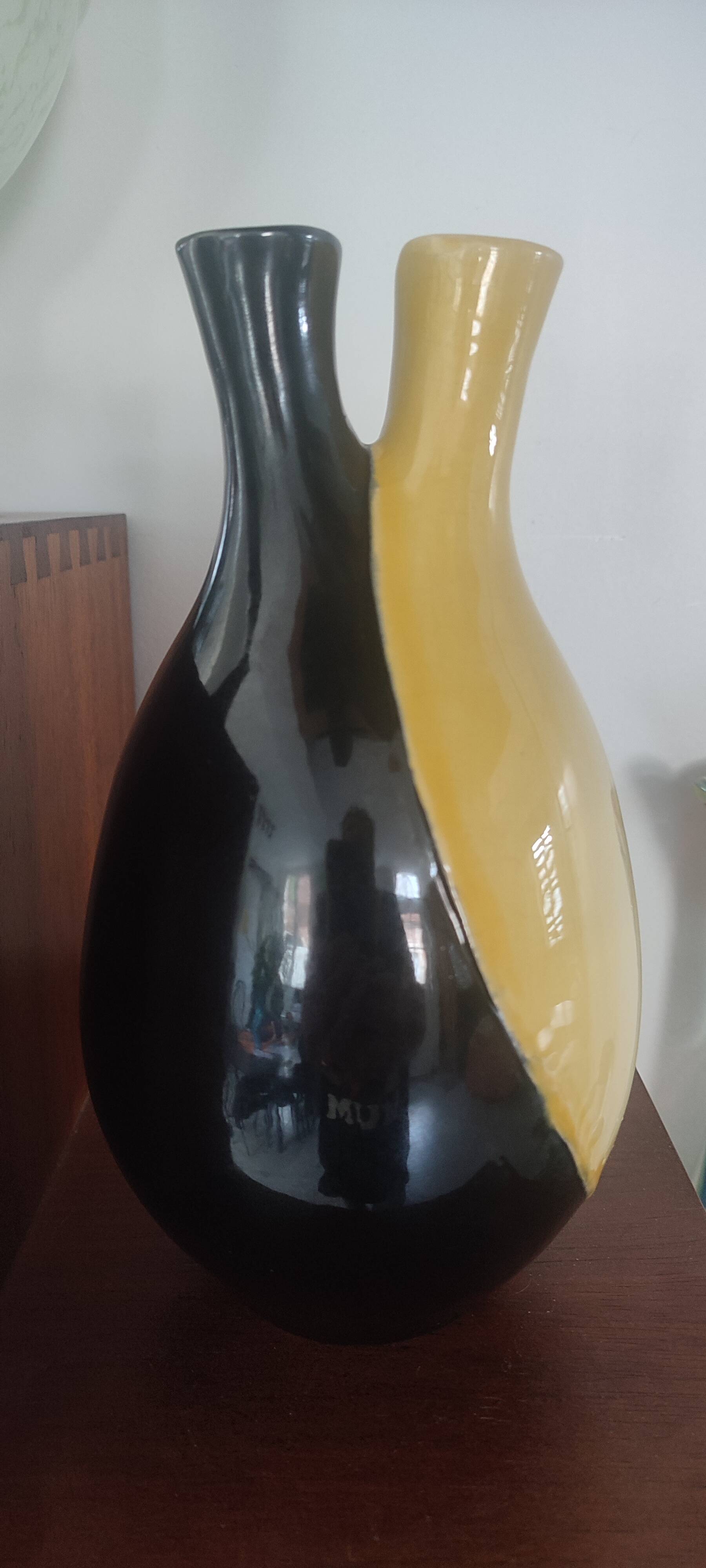 Two-necked vase Vintage ceramic 1964.