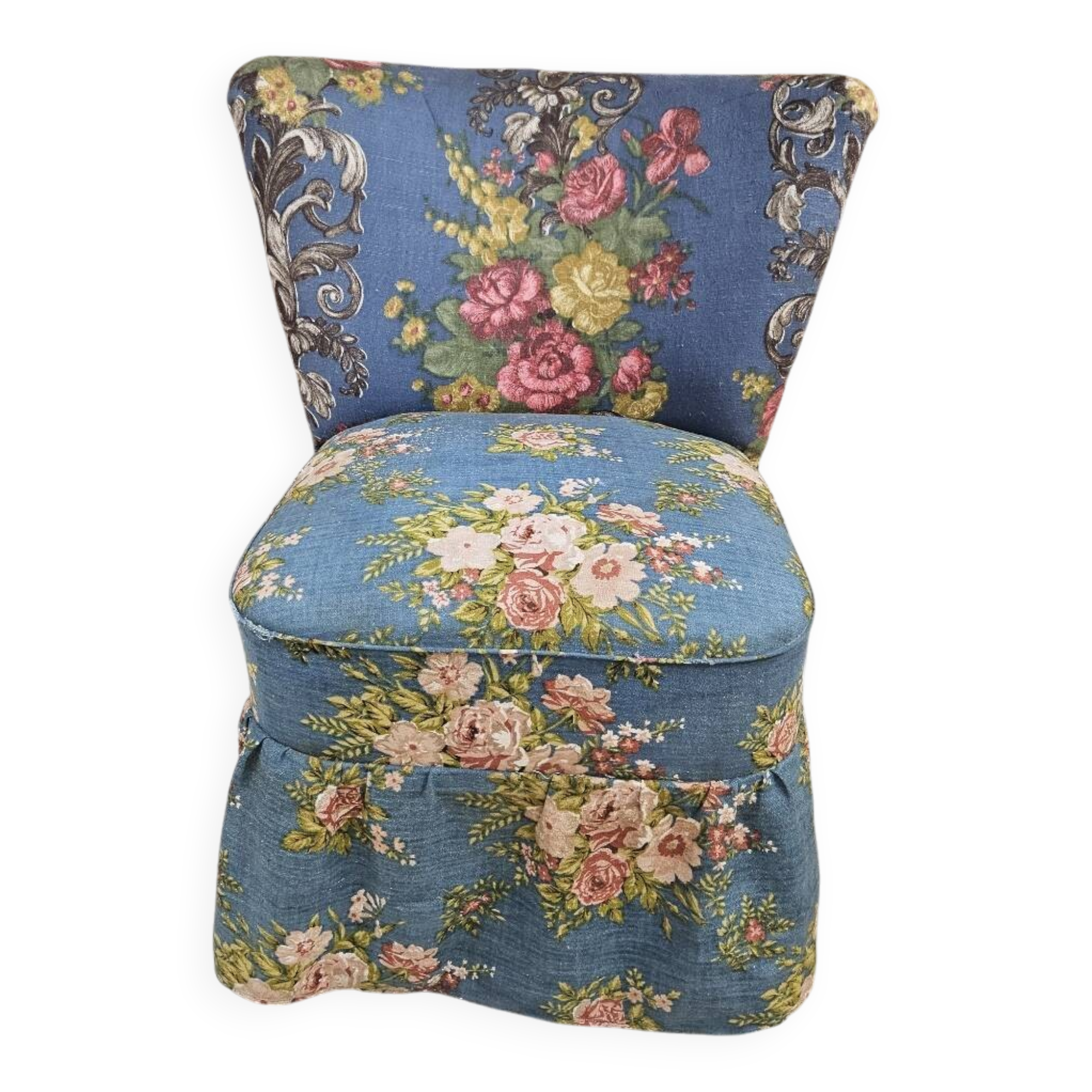 Fauteuil coktail en tissu fleuri, 1960