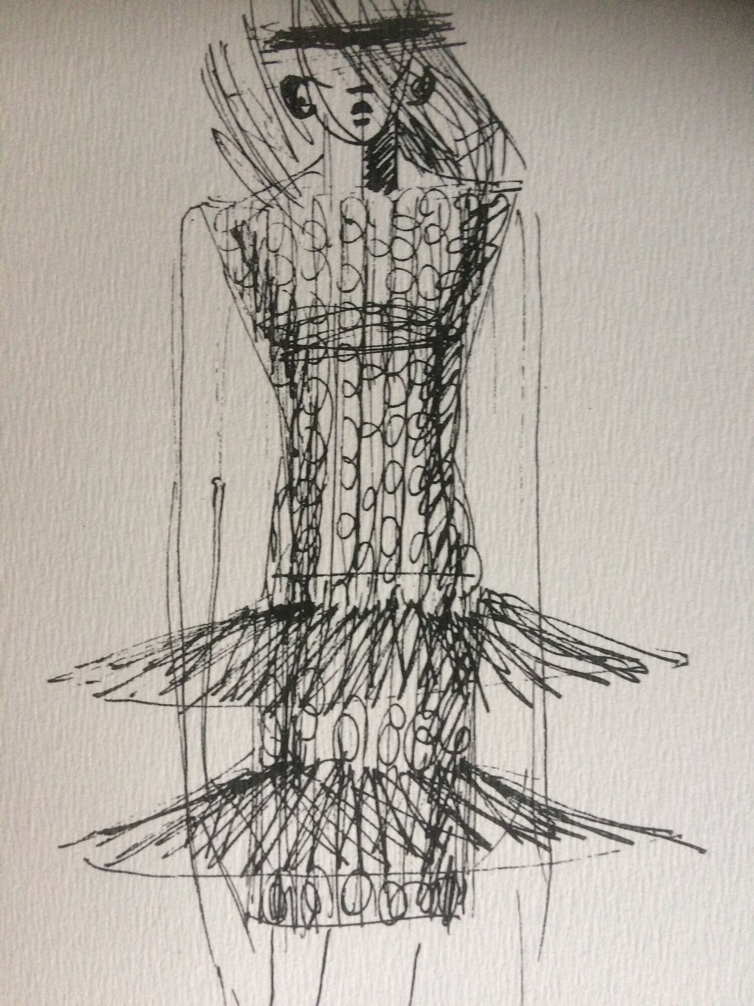 Paco Rabanne: jole press early 1990s vintage fashion illustration.