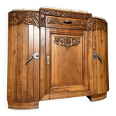 Art Deco buffet in solid wood — marble top and curved fronts