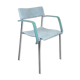 Chaise Lammhults en cuir et bois bleu