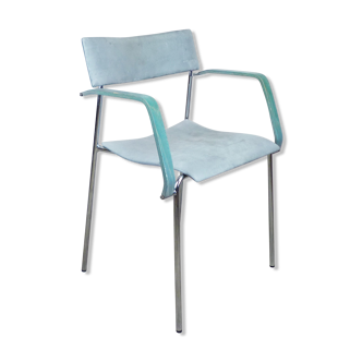 Lammhults Chair in leather and blue wood