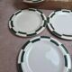 Set of 10 dessert plates Salins – Opaceline Jamier Green – vintage checkered