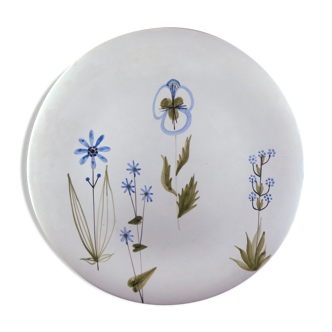 Grand plat céramique Roger Capron "fleurs" Vallauris 50 design/chambost/jouve