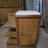 Art deco style bedside table in elm burl