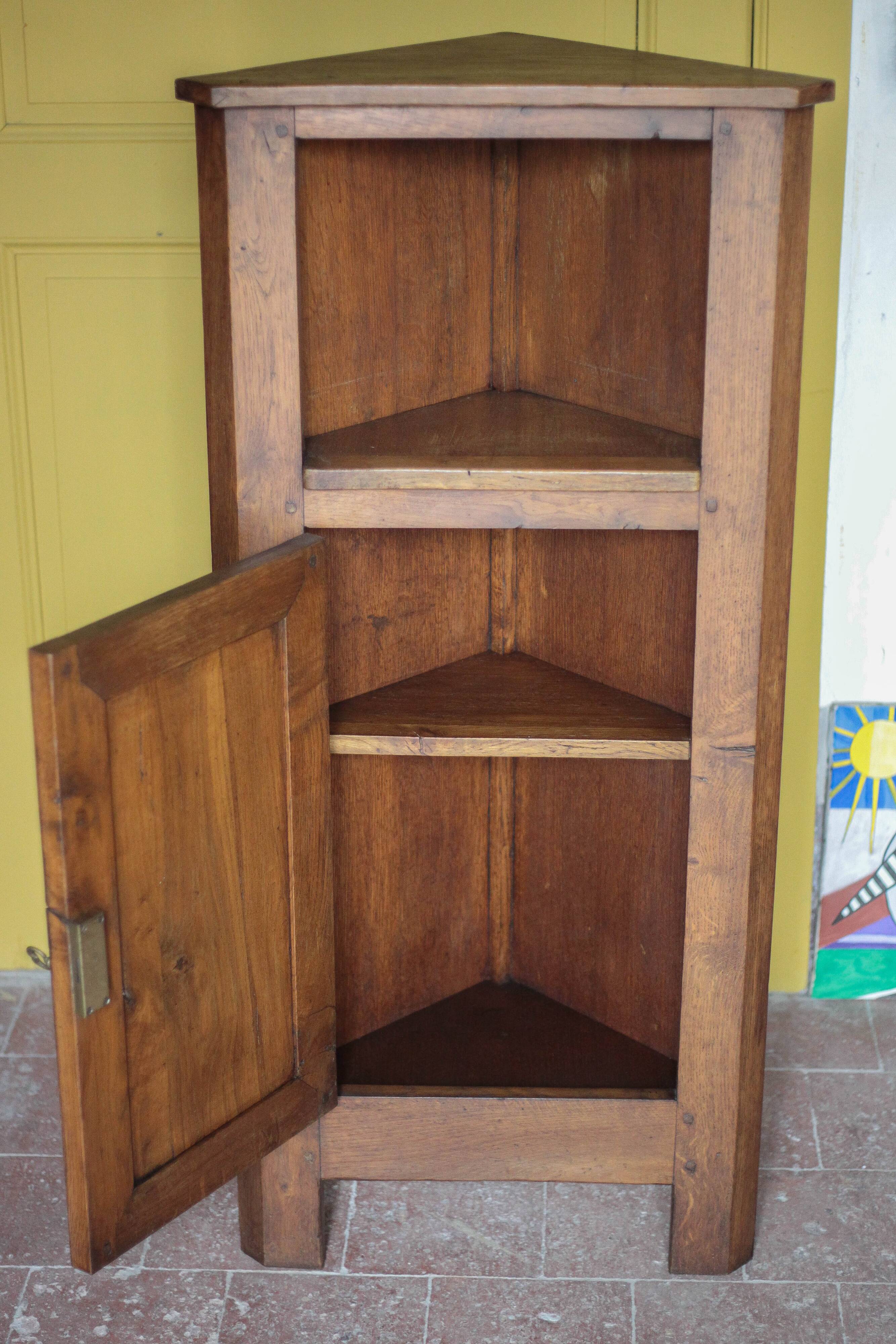 Corner cabinet wood, vintage corner furniture, storage, sideboard