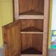 Corner cabinet wood, vintage corner furniture, storage, sideboard
