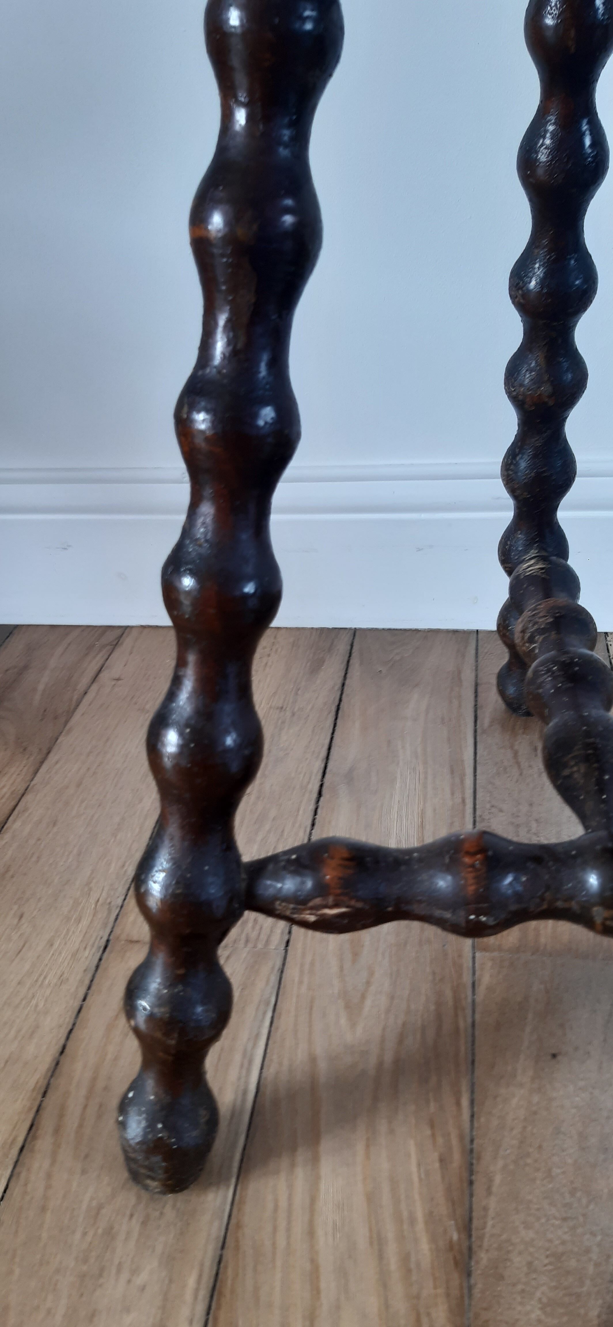Stool vintage tripod wooden plant beaded feet
