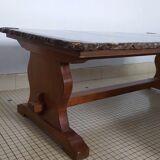 Fossil stone and channel coffee table