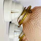 Paire d’appliques porcelaine et tulipes verre rose art-déco