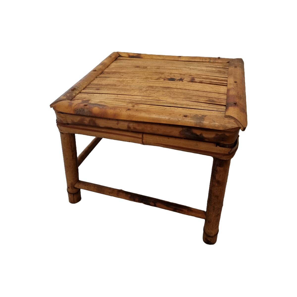 Vintage Turtle Color Bamboo Plant Table, mid century