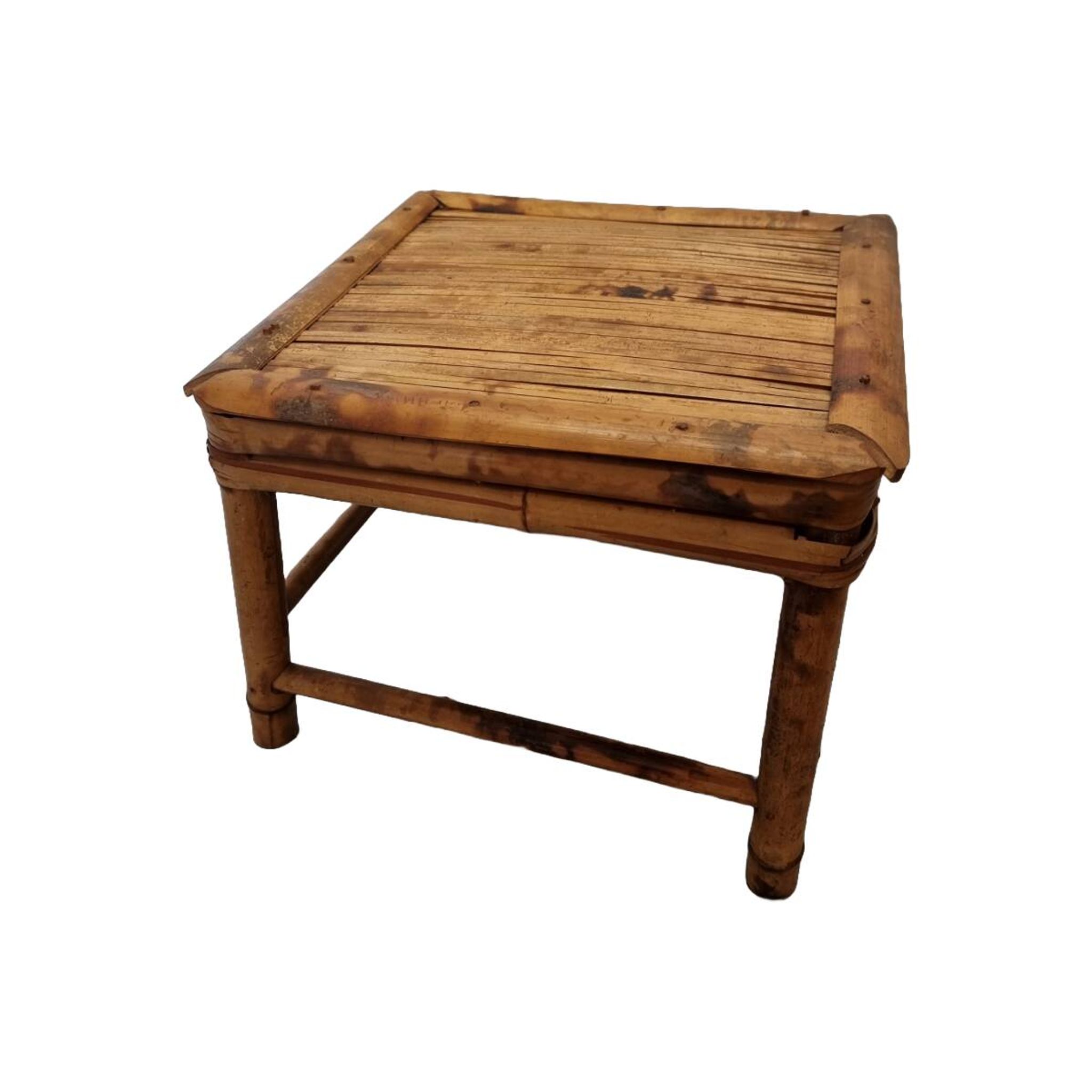 Vintage Turtle Color Bamboo Plant Table, mid century
