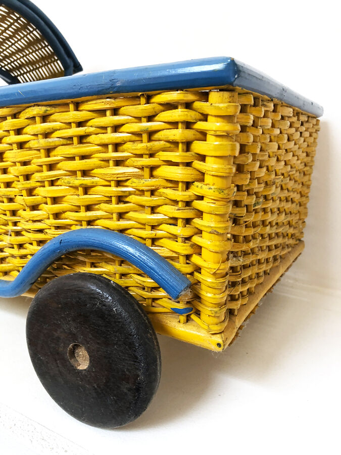 Wicker truck and handmade wood, 1960-70