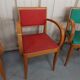 Lot 5 armchairs bridge skai and wood - red green