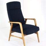 mid century vintage Fauteuil herenmodel 'Duivendrecht' donkerblauw | opnieuw bekleed