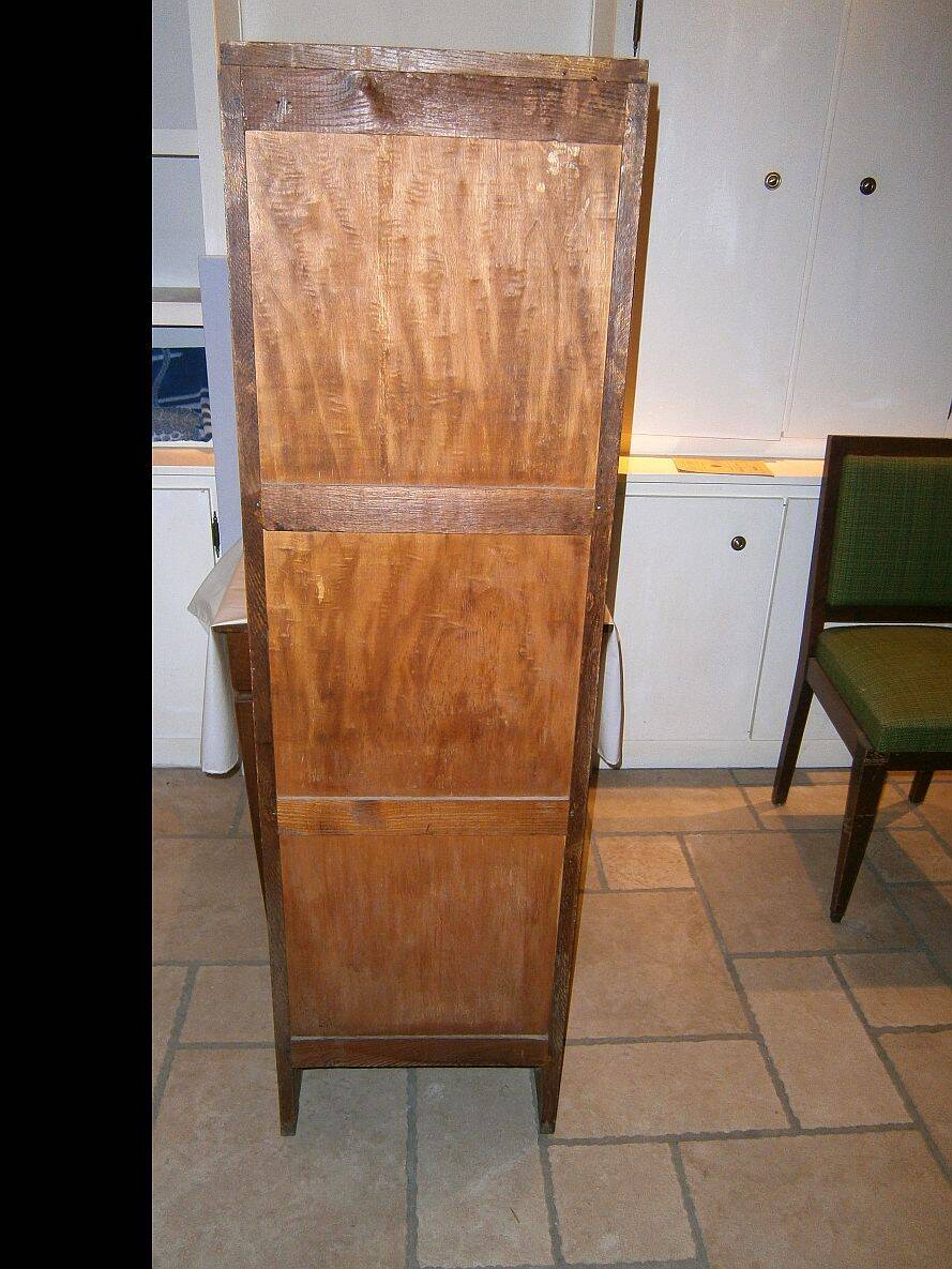 Old solid wood curtained filing cabinet with its key