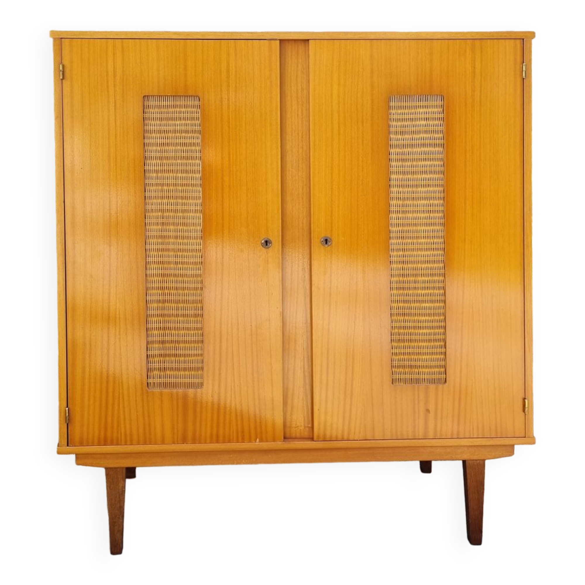 Wardrobe, shelves, rattan, vintage, 60s