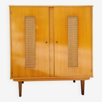 Armoire, penderie, étagères, rotin, vintage, années 60