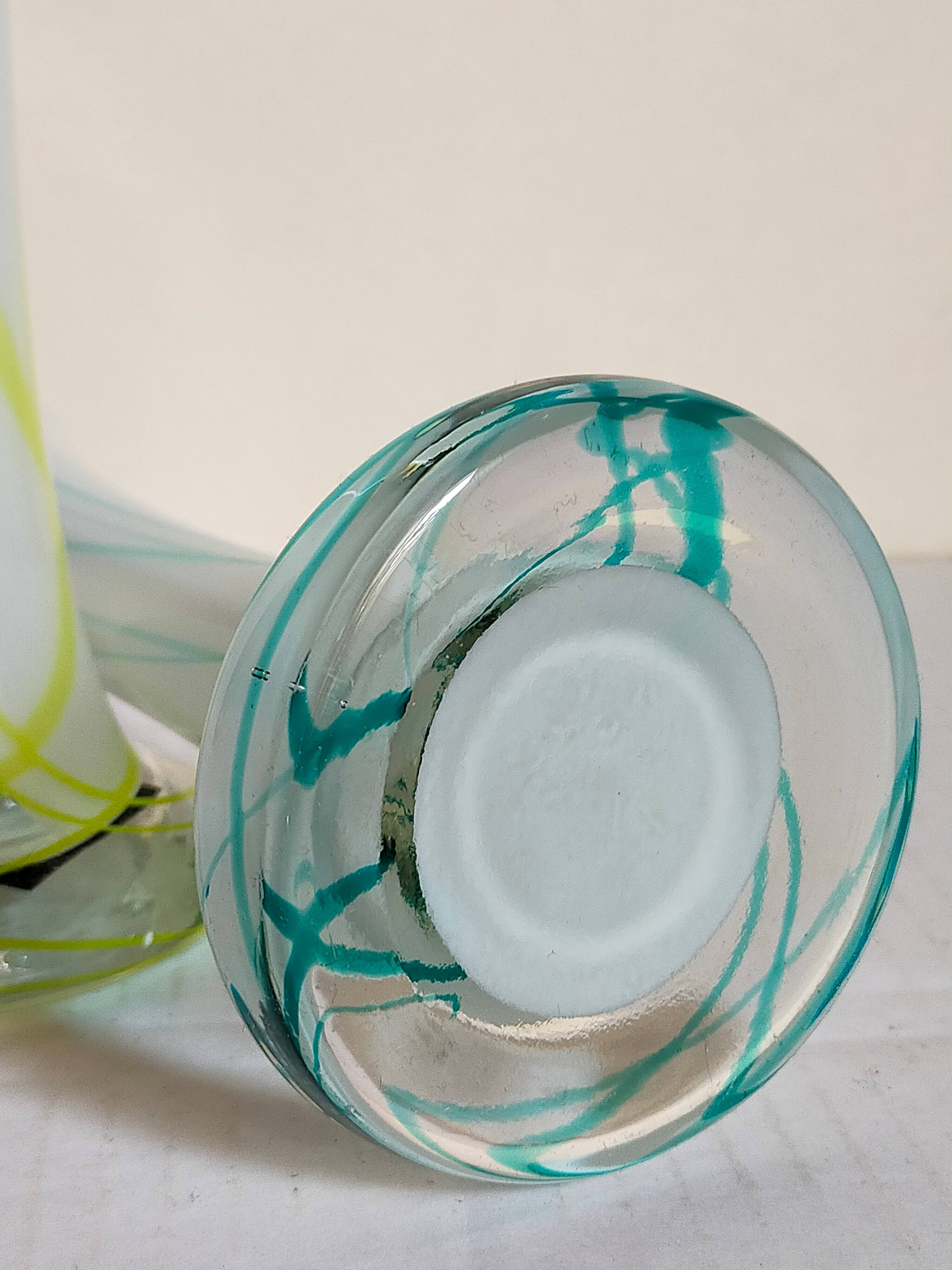 Duo of makora blown glass soliflores (krosno, poland) 1970s