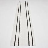 White Black Modern Striped Vintage Runner Rug, 68x276Cm