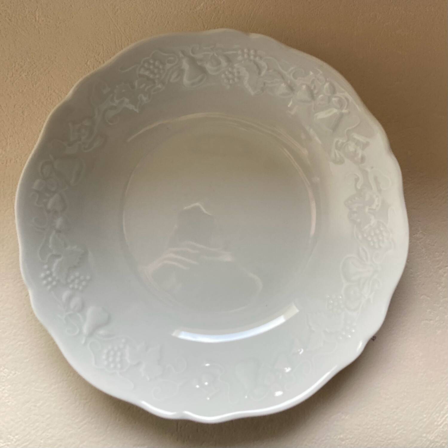 Large round hollow Limoges porcelain dish Philippe Deshoulières California model