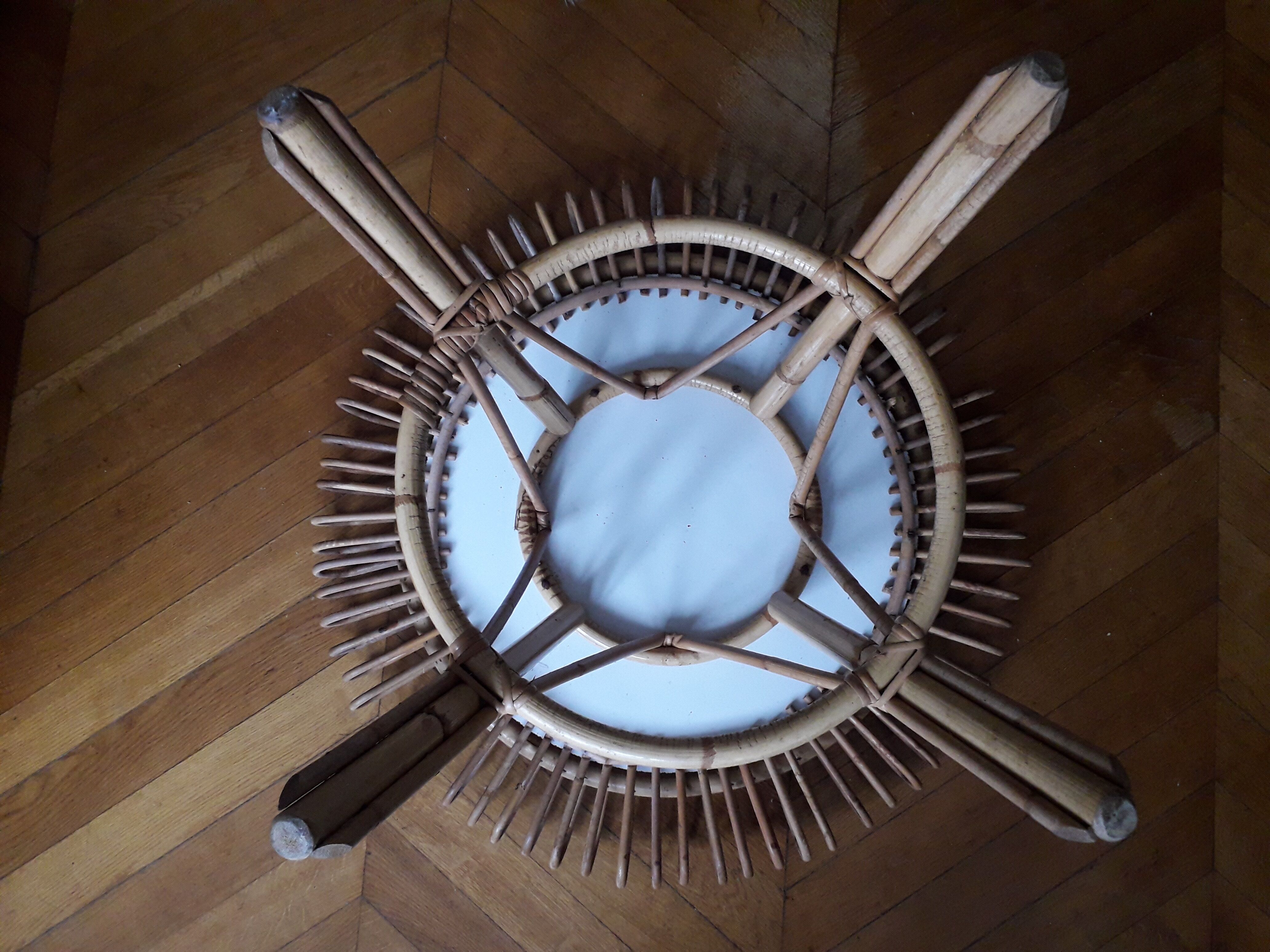 Rattan side table from the 1950s